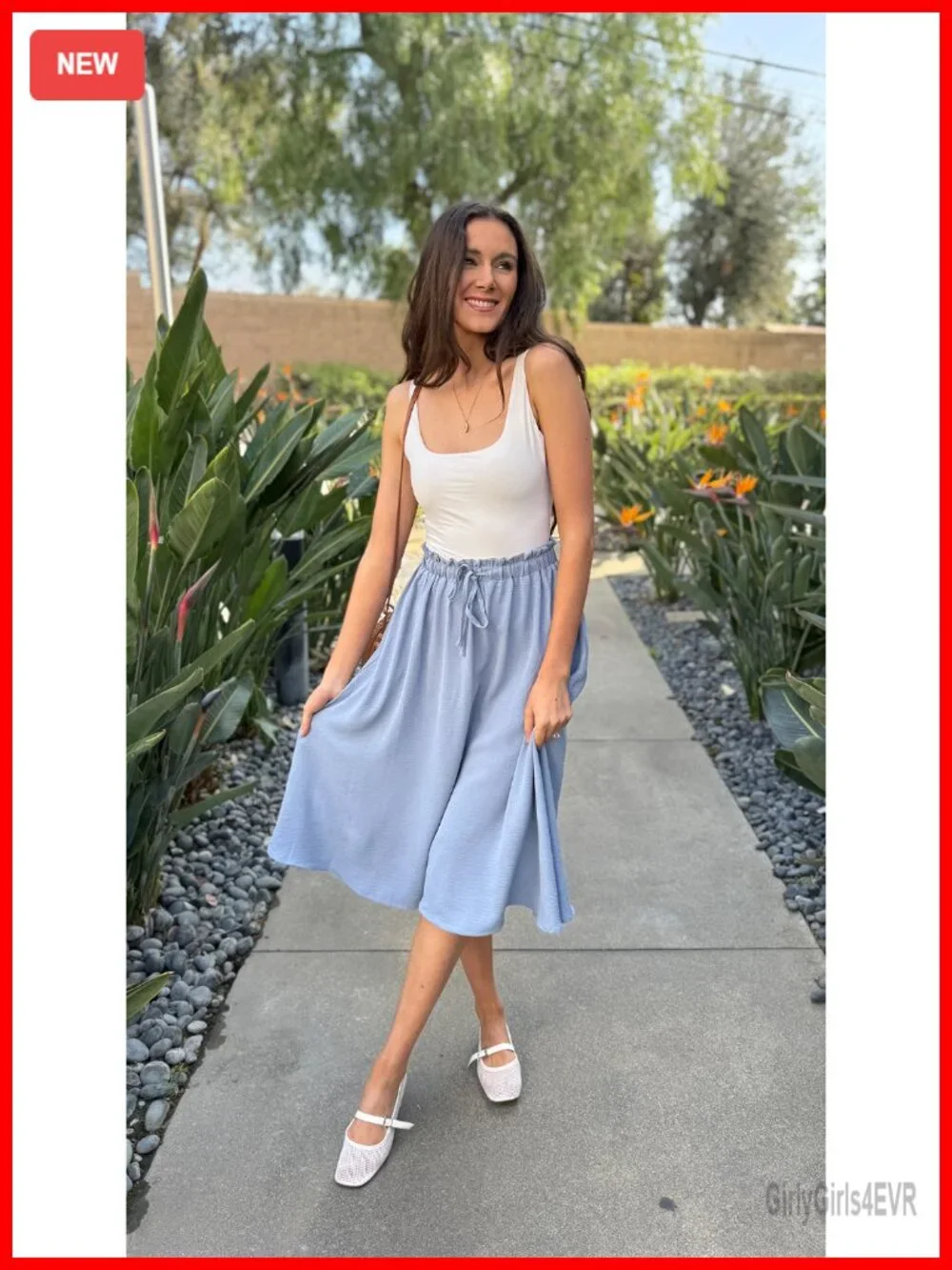 Women's High Waist A-Line Midi Skirt with Pockets Flowy Summer Casual